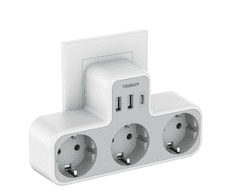 TS-323-C stenski adapter, 3× AC, 2× USB-A, 1× USB-C