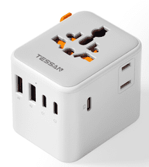 TS-WTA08 potovalni adapter, 1× AC, 2× USB-A, 3× USB-C
