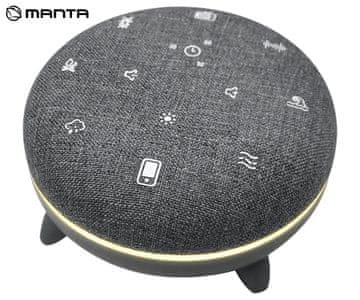 Manta SPK03-GR SZUMI GO prenosni zvočnik, Bluetooth, 3W, polnilna baterija, RGB LED, White Noise