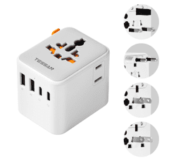 TS-WTA10 potovalni adapter, 1× AC, 2× USB-A, 2× USB-C