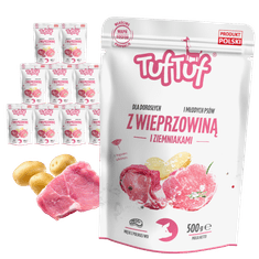shumee TufTuf mokra hrana za pse s svinjino in krompirjem, pakiranje 10 x 500 g