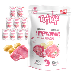 shumee TufTuf mokra hrana za pse s svinjino in krompirjem 10x100 g vrečka