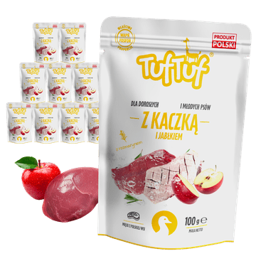 shumee TufTuf vrečka mokre hrane za pse z raco in jabolkom 10x100g