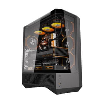 darkFlash Računalniško ohišje DARKFLASH DY460 + 4 ventilatorji ARGB (črno)