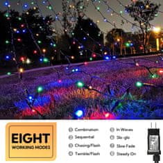 Netscroll Večbarvne LED božične lučke za notranjo in zunanjo uporabo, 100 m dolžina z 8 načini utripanja, 480 LED, odporne na vremenske vplive, EndlessLights