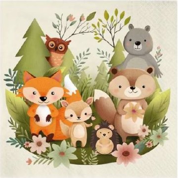 Papirnati prtički gozdne živali 10 kosov 33x33cm - Party Pal