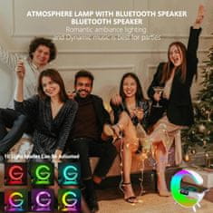 Netscroll 4-v-1 Pametna nočna lučka z brezžičnim polnilcem, budilko, s BT zvočnikom in barvno svetlobo, 4-v-1 ambientna svetilka, pametna budilka, MoonCharge