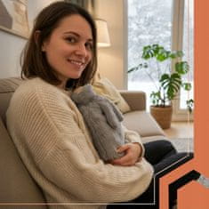 Ruhhy Plišasti termofor s pokrovom siv zajec 1,8L