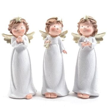 Mhome Angelček stoječ 10xh25cm / več vzorcev / bel / plastika