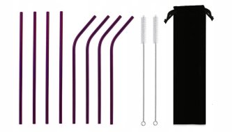 shumee Kovinske slamice - set 8 kosov 215x6 mm - vijolične