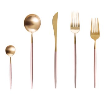 shumee Portugalski komplet jedilnega pribora, 5 kosov, roza zlato mat