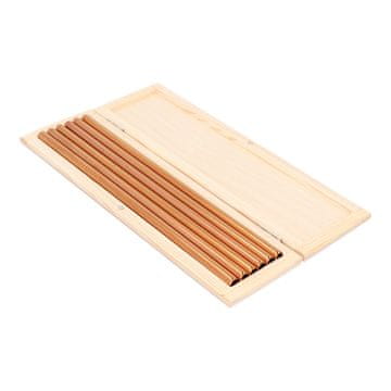 shumee Kovinske slamice 8 mm, set v lesenem etuiju, šampanjec