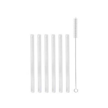 shumee Steklene slamice, 6 kosov, ravne, prozorne, 15 cm, s čopičem