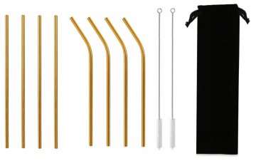 shumee Kovinske slamice - set 8 kosov 215x8 mm - zlate