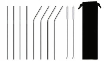 shumee Kovinske slamice - set 8 kosov 215x6 mm - srebrne