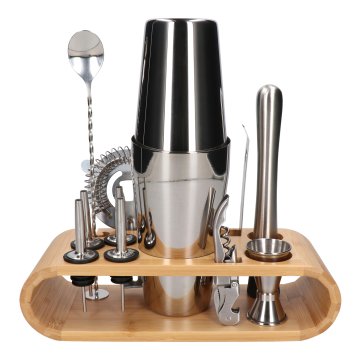 shumee Set za natakarja Tin on Tin Shaker s stojalom iz bambusa, 12 kosov