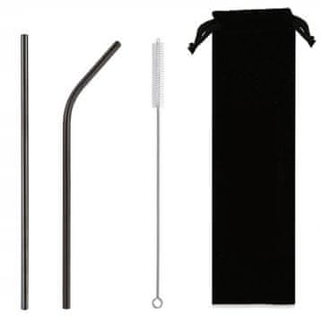 shumee Kovinske slamice - komplet 2 kos 215x8 mm - črne