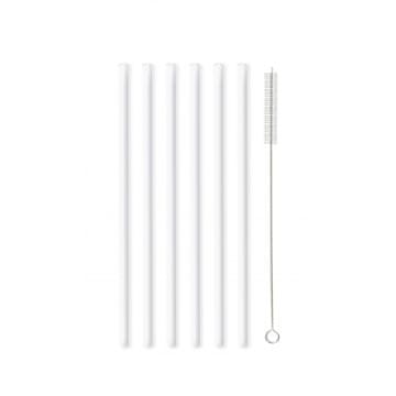 shumee Steklene slamice, 6 kosov, ravne, bele, 20 cm, s čopičem