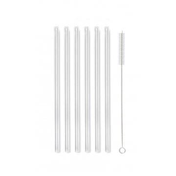 shumee Steklene slamice, 6 kosov, ravne, prozorne, 20 cm, s čopičem