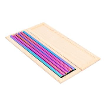 shumee Kovinske slamice 8mm, set v lesenem kovčku, mavrične