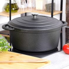 shumee Litoželezni lonec s pokrovom, kotel, pekač, okrogel pekač, 28 cm, 5,9 L