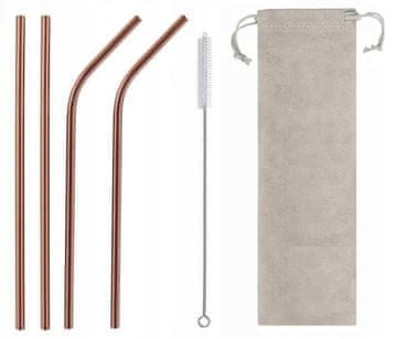 shumee Kovinske slamice - set 4 kosov 215x6 mm - šampanjec