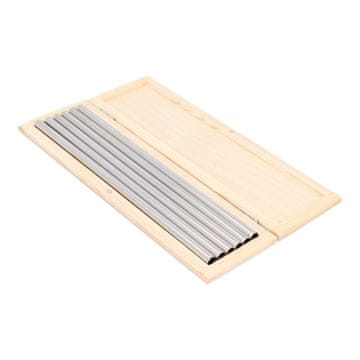 shumee Kovinske slamice 8mm, set v lesenem etuiju, srebrne barve