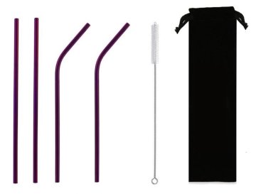 shumee Kovinske slamice - set 4 kosov 215x6 mm - vijolične