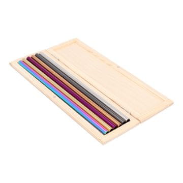 shumee Kovinske slamice 8 mm, set v lesenem kovčku, različne barve