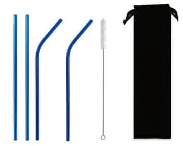 shumee Kovinske slamice - set 4 kosov 215x6 mm - modre