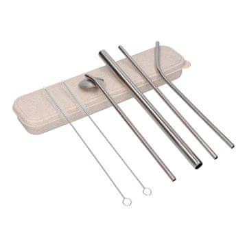 shumee Set jeklenih slamic v etuiju - srebrn