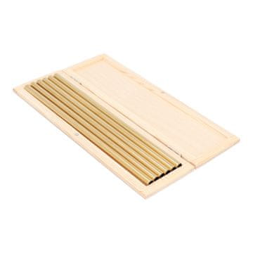 shumee Kovinske slamice 8mm, set v lesenem etuiju, zlata