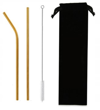 shumee Kovinske slamice - set 2 kos 215x8 mm - zlate