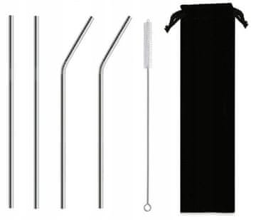 shumee Kovinske slamice - set 4 kosov 215x8 mm - srebrne