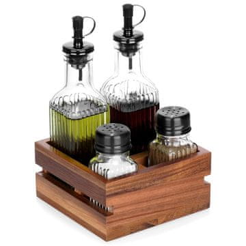shumee Set za namizne začimbe, sol, poper, olje, posode za kis v stojalu