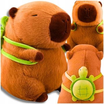 shumee 35 cm plišasta igrača Capybara z nahrbtnikom plišasta igrača želva 2v1 XL
