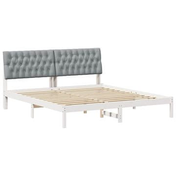 Vidaxl Posteljni okvir z oblazinjenim vzglavjem Bela 180 x 200 cm