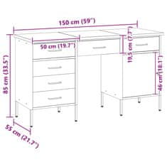 Vidaxl Delovna omara s predalom 3 pcs Črna 150 x 55 x 85 cm