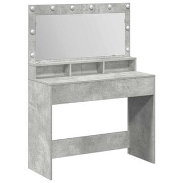 Vidaxl Toaletna mizica Betonsko siva 100 x 41 x 135 cm Konstruiran les