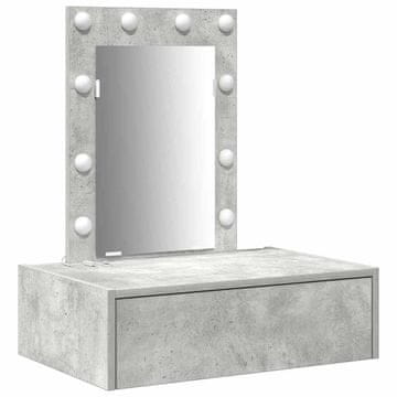 Vidaxl Toaletna mizica s predalom Siva 60 x 40 x 70 cm Konstruiran les