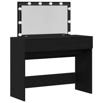 Vidaxl Toaletna mizica s predalom Črna Orehovina 100 x 40 x 120 cm