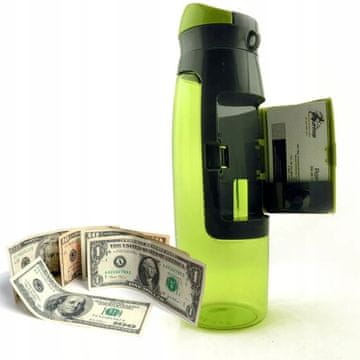 shumee Steklenica za vodo s predelkom za denar, dokumente, ključe, tek, šport, 750 ml