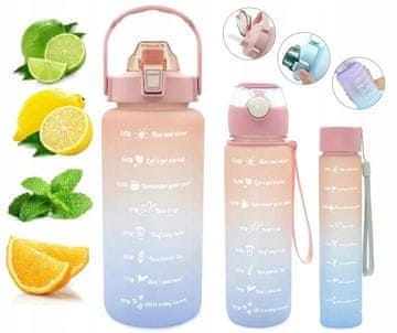 shumee PLASTENKA ZA VODO Z MERILNIM TRAKOM S SLAMICO OPOMNIK GYM FITNESS 2L