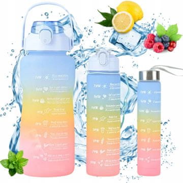 shumee Steklenica za vodo z merilno skodelico in slamico Reminder Gym Set 3