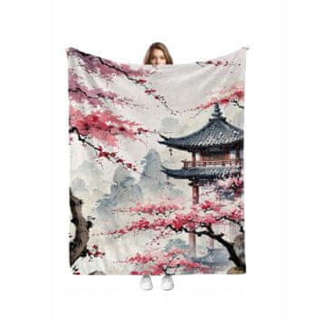 shumee Flanelasta odeja 150 x 200 cm s kitajskim pokrajinskim vzorcem, vsestranska Ultra