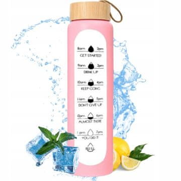 shumee Steklenica za vodo Športna motivacijska steklenica s kovčkom za fitnes 1000 ml 1L