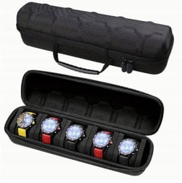 shumee Potovalna škatla za ure s 5 predelki Škatla za ure s trdim ohišjem