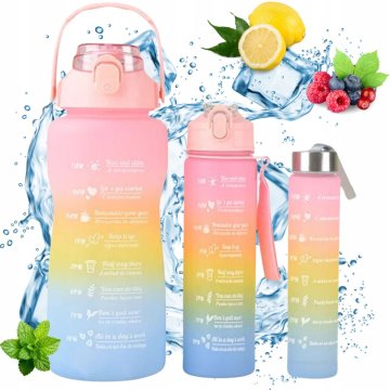 shumee Steklenica za vodo z merilno skodelico in slamico Reminder Gym Set 3