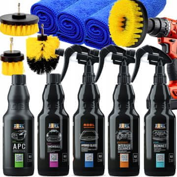 shumee ADBL KOMPLET ZA ČIŠČENJE IN NEGO AVTOMOBILA AVTOKOZMETIKA + KRTAČE