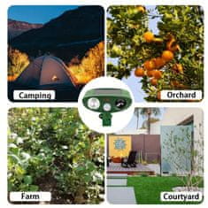 HOME & MARKER® Solarni ultrazvočni odganjalec škodljivcev, PIR senzor, 225 m², vodoodporen | S2ONICFIELD